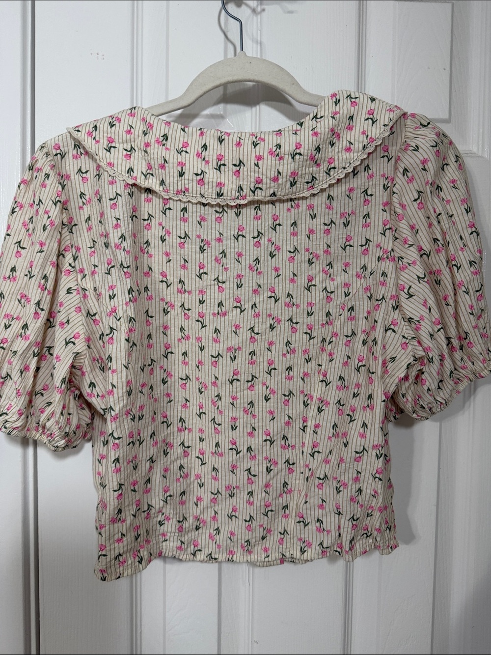 Sienna Sky Floral Cream Puff-Sleeve Button Front Top - Picture 5 of 5